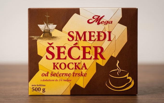 Smeđi šećer u kocki od šećerne trske Demerara