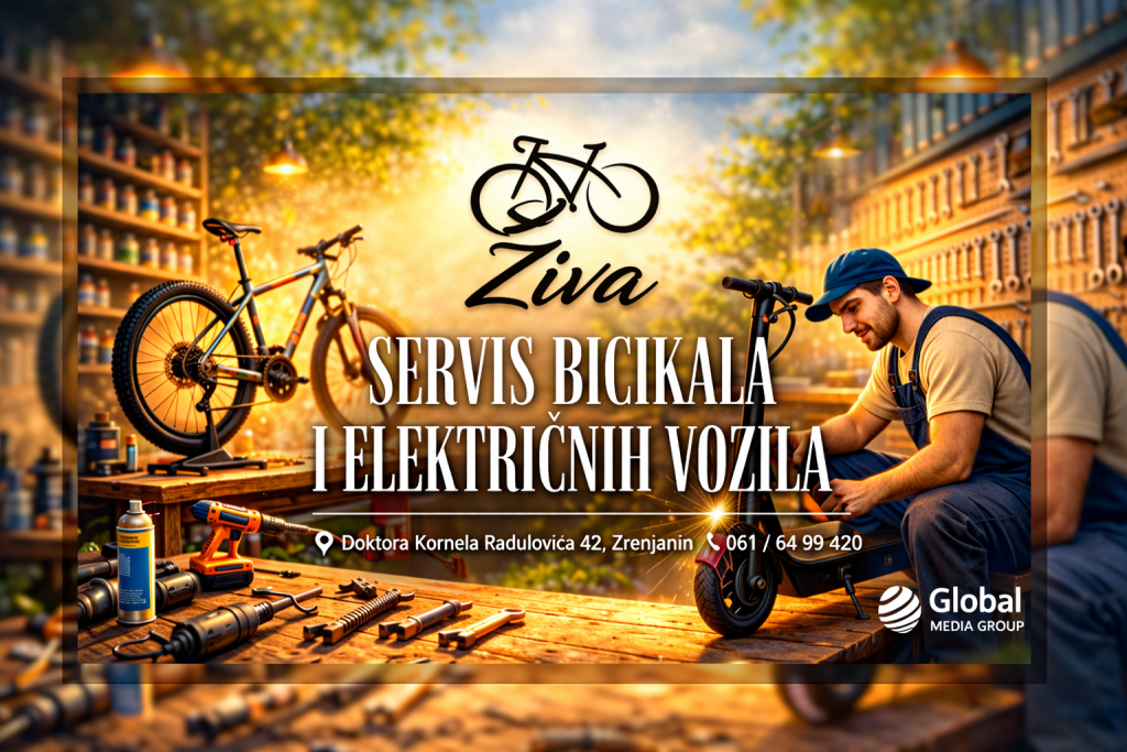 reklamna grafika za servis bicikala i električnih vozila 