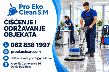 Reklamna kartica PRO EKO CLEAN S.M sa telefonom, emailom i adresom