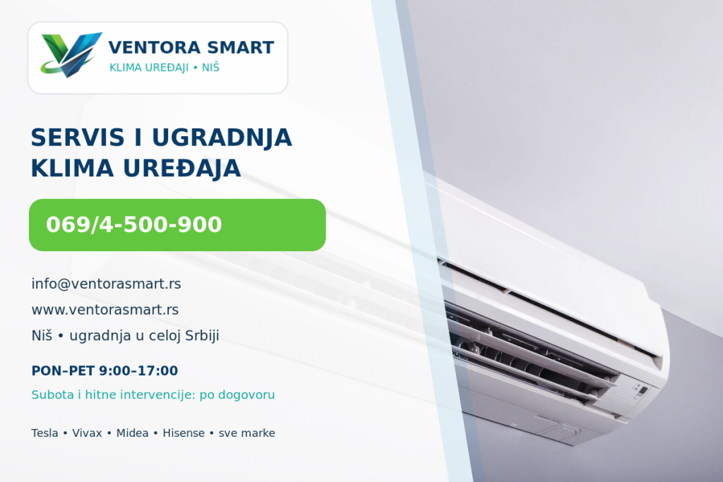 Kontakt podaci za servis i ugradnju klima uređaja Ventora Smart Niš